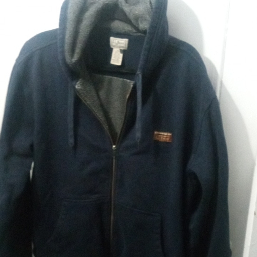 L.L. Bean Dark Blue Fleece-Lined Hoodie Xl